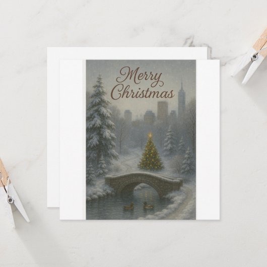 Merry Christmas from Central Park – Elegant Winter カード (正面/裏面インサイチュ)