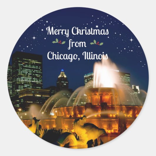 Merry Christmas from Chicago, Illinois ラウンドシール (正面)