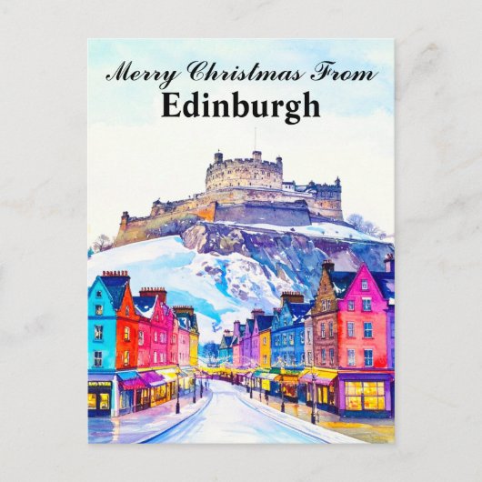 Merry Christmas from Edinburgh Scotland Travel ポストカード (正面)