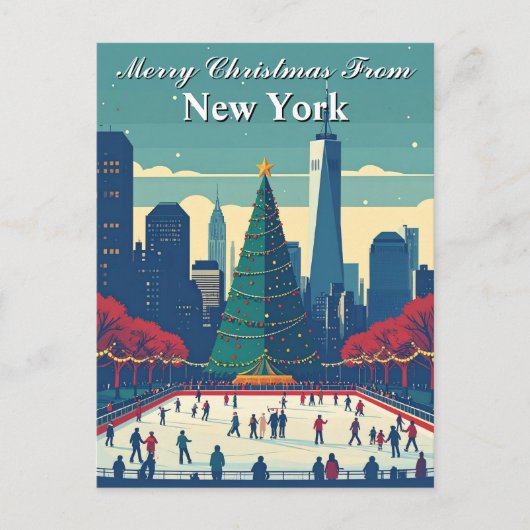 Merry Christmas from New York Ice Rink Holiday ポストカード (正面)