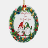 Merry Christmas from Our Gnome to Yours on a  セラミックオーナメント (右)