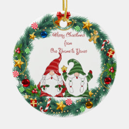 Merry Christmas from Our Gnome to Yours on a  セラミックオーナメント