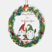 Merry Christmas from Our Gnome to Yours on a  セラミックオーナメント (左)