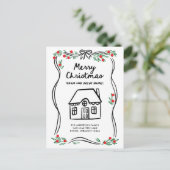 Merry Christmas from our New Home | Whimsical シーズンポストカード (スタンド正面)