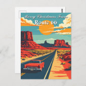 Merry Christmas from Route 66 Retro Road Trip ポストカード (正面/裏面)