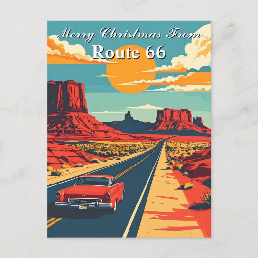 Merry Christmas from Route 66 Retro Road Trip ポストカード (正面)