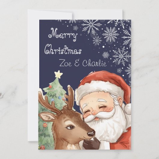 Merry Christmas from Santa & Flat Christmas Card カード (正面)
