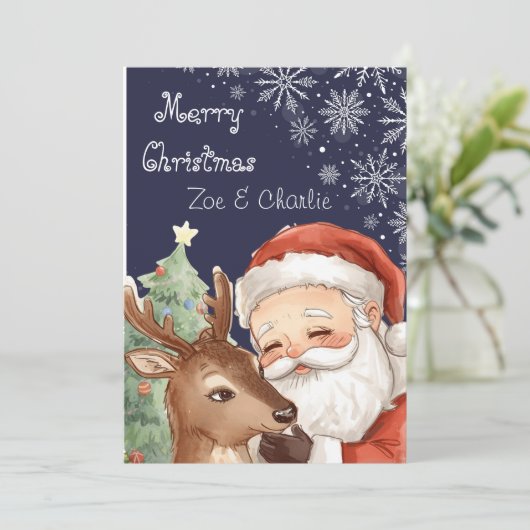 Merry Christmas from Santa & Flat Christmas Card カード (スタンド正面)