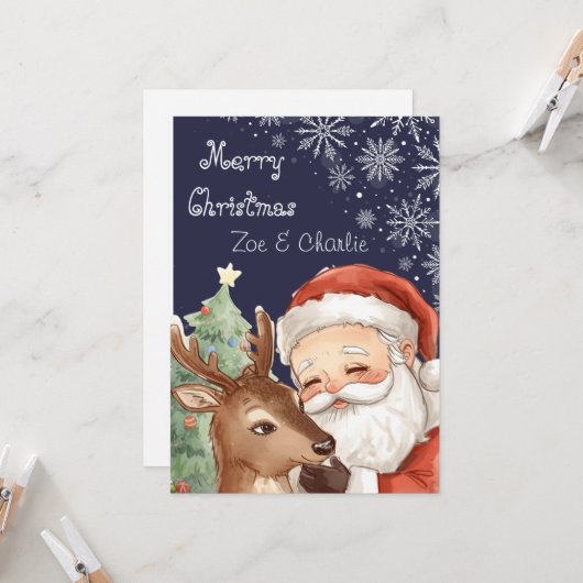 Merry Christmas from Santa & Flat Christmas Card カード (正面/裏面インサイチュ)