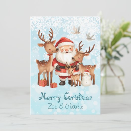 Merry Christmas from Santa Flat Christmas Card カード (スタンド正面)