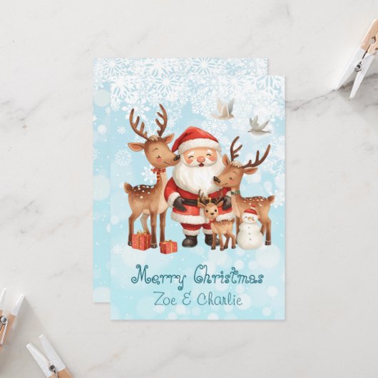 Merry Christmas from Santa Flat Christmas Card カード (正面/裏面インサイチュ)