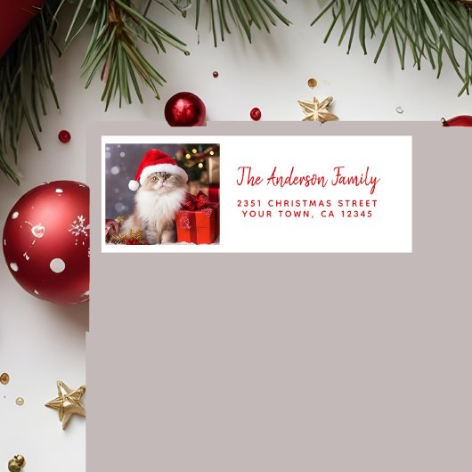 Merry Christmas from the Cat in a Santa Hat ラベル