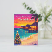 Merry Christmas from the Maldives Paradise Travel ポストカード (スタンド正面)