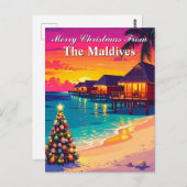 Merry Christmas from the Maldives Paradise Travel ポストカード (正面/裏面)
