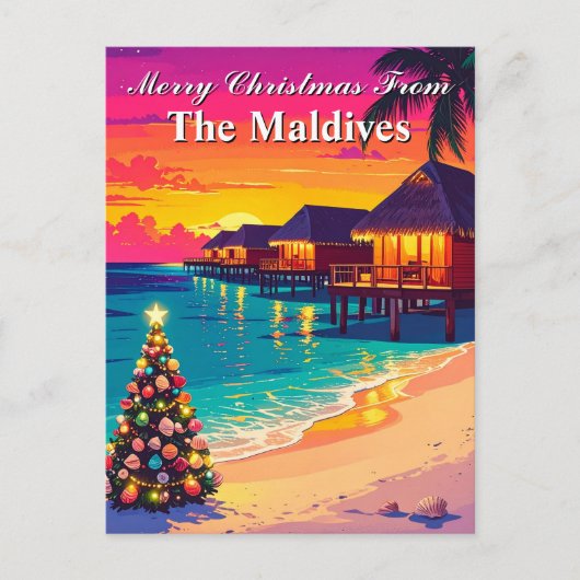Merry Christmas from the Maldives Paradise Travel ポストカード (正面)