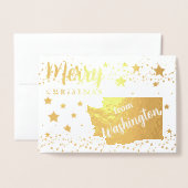 Merry Christmas from Washington州写真 箔カード (封筒付き正面)