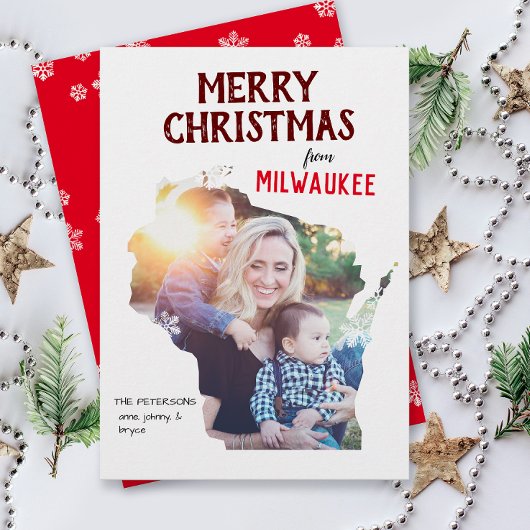 Merry Christmas from Wisconsin Photo Card シーズンカード