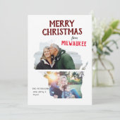 Merry Christmas from Wisconsin Two Photo シーズンカード (スタンド正面)