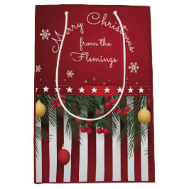 Merry Christmas from (your family) ミディアムペーパーバッグ