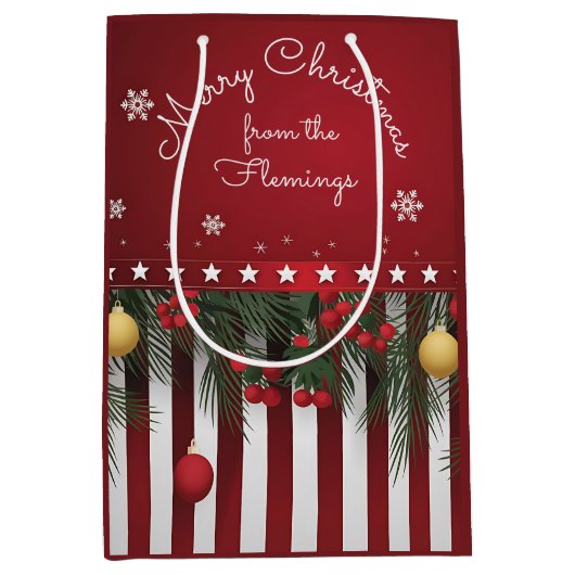 Merry Christmas from (your family) ミディアムペーパーバッグ (正面)