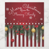 Merry Christmas from (your family) ワインラベル (シングルラベル)