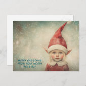 Merry Christmas from Your North Pole Elf | Cute シーズンポストカード (正面/裏面)