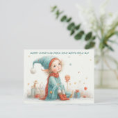 Merry Christmas from Your North Pole Elf | Cute シーズンポストカード (スタンド正面)