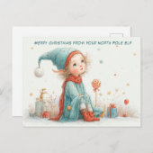 Merry Christmas from Your North Pole Elf | Cute シーズンポストカード (正面/裏面)