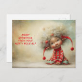 Merry Christmas from Your North Pole Elf | Cute シーズンポストカード (正面/裏面)