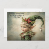 Merry Christmas from Your North Pole Elf | Cute シーズンポストカード (正面/裏面)