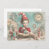 Merry Christmas from Your North Pole Elf | Cute シーズンポストカード (正面/裏面)