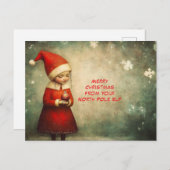 Merry Christmas from Your North Pole Elf | Cute シーズンポストカード (正面/裏面)