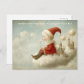 Merry Christmas from Your North Pole Elf | Cute シーズンポストカード (正面/裏面)
