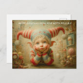 Merry Christmas from Your North Pole Elf | Cute シーズンポストカード (正面/裏面)