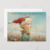Merry Christmas from Your North Pole Elf | Cute シーズンポストカード (正面/裏面)