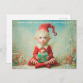 Merry Christmas from Your North Pole Elf | Cute シーズンポストカード (正面/裏面)