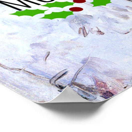 Merry Christmas, Frosty Birch Trees winter scene ポスター (角)