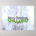 Merry Christmas, Frosty Birch Trees winter scene ポスター<br><div class="desc">Frosty Birch Trees,  fine art snowy winter scene,  by Finnish artist Akseli Gallen-Kallela</div>