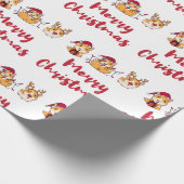 Merry Christmas Fun Guinea Pigs Red Hats Holiday ラッピングペーパー (角)