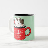 merry christmas funny cat coffee mug ツートーンマグカップ (正面左)