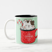 merry christmas funny cat coffee mug ツートーンマグカップ (左)