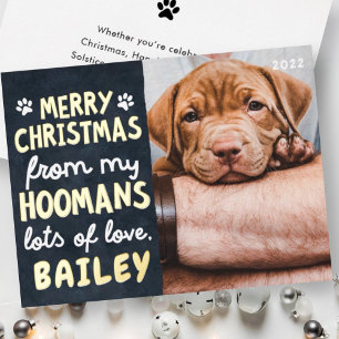 Merry Christmas Funny Modern Pet Custom Photo 箔シーズンカード