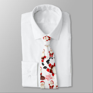 "Merry Christmas" Funny Santa Art Pattern Tie ネクタイ