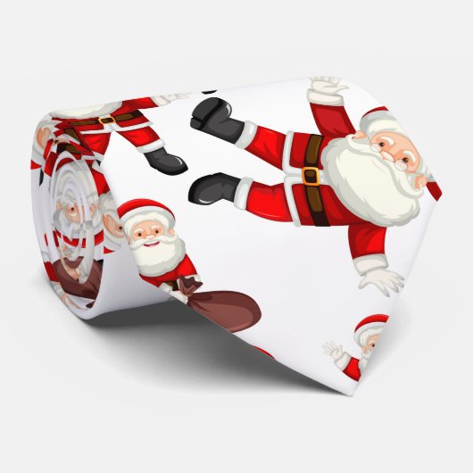 "Merry Christmas" Funny Santa Art Pattern Tie ネクタイ (ロール)