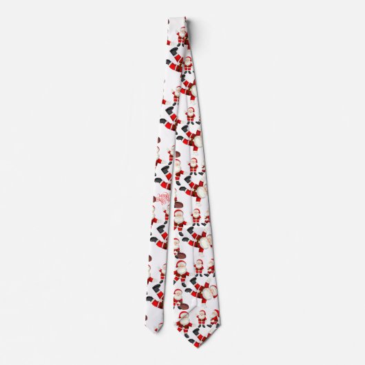 "Merry Christmas" Funny Santa Art Pattern Tie ネクタイ (裏面)