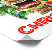 Merry Christmas Funny Santa Tiki ポスター (角)