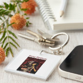 Merry Christmas. Funny skeleton with woman キーホルダー (正面右)