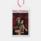 Merry Christmas. Funny skeleton with woman ギフトタグ (正面)