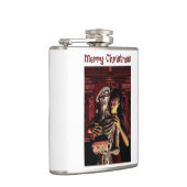 Merry Christmas. Funny skeleton with woman フラスク (右)