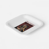 Merry Christmas. Funny skeleton with woman ペーパープレート (傾斜あり)